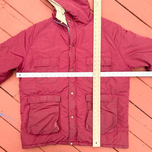 Vintage 80s LL Bean Outerwear Red Winter Baxter State Parka Jacket Puffer Coat - Picture 12 of 12